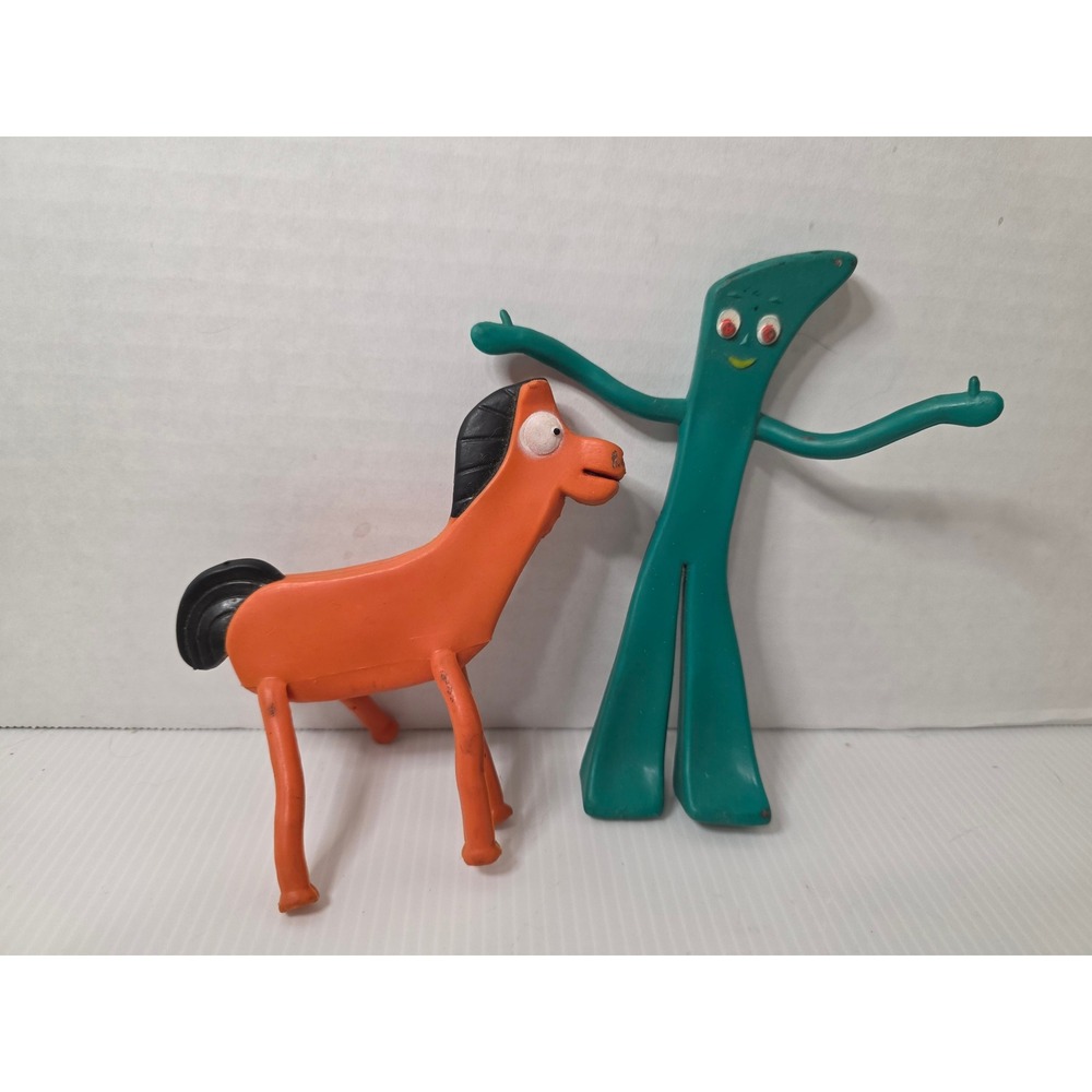 Jesco Gumby Pokey Figure Lot 5-6in Green Orange Fair Hong Kong Bendable